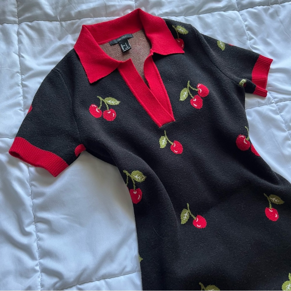 Cherry, Black Knit Dress